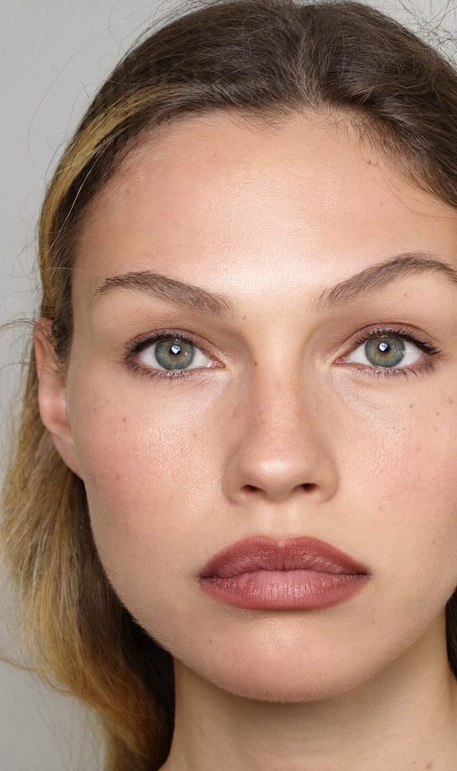 AI model headshot — blonde, green eyes